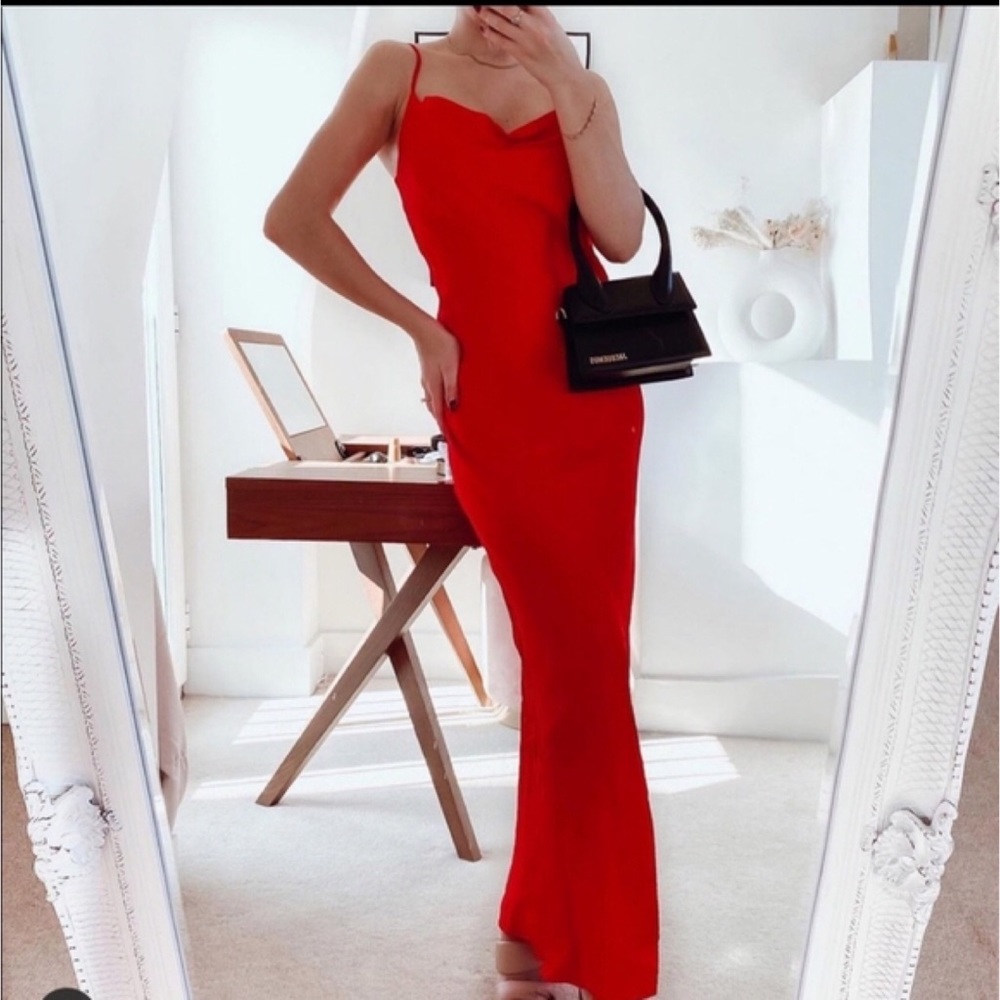 Zara NWT Bloggers Favorite Red Silk Camisole Dress Small